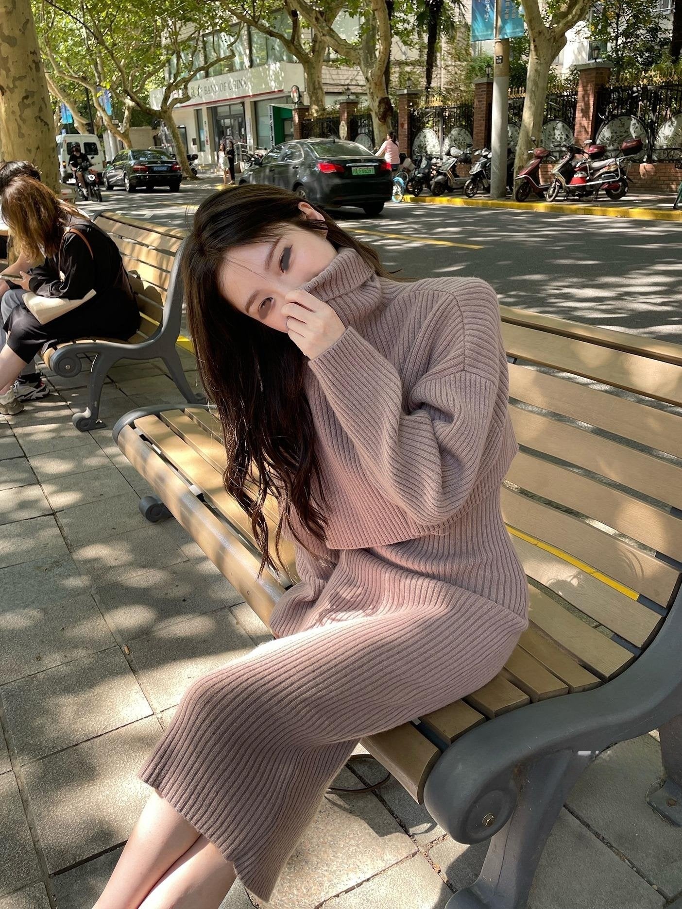 💥Midi Dress and Turtle Neck Sweater Set